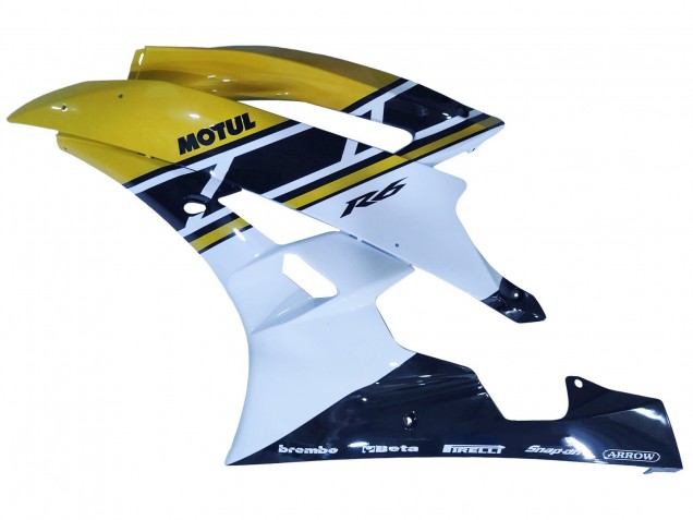 2006-2007 Yamaha YZF 600 R6 Motorcycle Fairings - Yellow White Glossy Black Motul UK