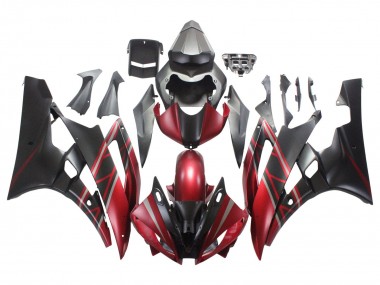 Best 2006-2007 Yamaha YZF 600 R6 Motorcycle Fairings - Red Matte Black UK