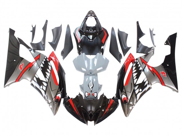 2008-2016 Yamaha YZF 600 R6 Motorcycle Fairings - Silver Black Red Shark 4 UK