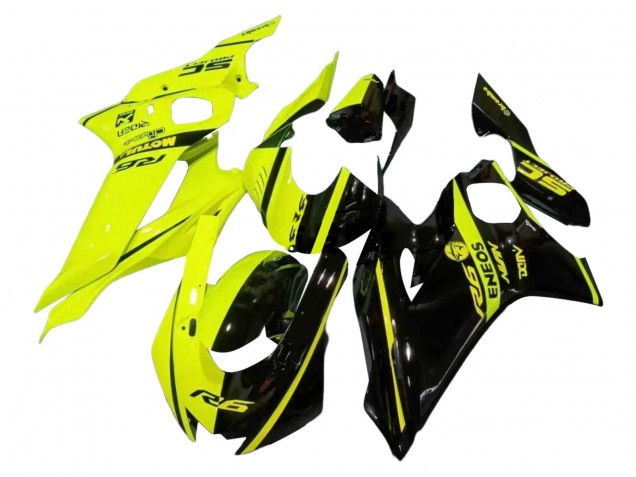 2017-2023 Yamaha YZF 600 R6 Motorcycle Fairings - Neon Yellow Glossy Black Split UK