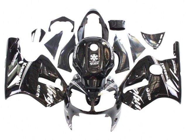 2000-2001 Kawasaki ZX12R Motorcycle Fairings - Glossy Black White Elf Snow UK