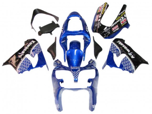 2000-2001 Kawasaki ZX9R Motorcycle Fairings - Blue White Glossy Black UK