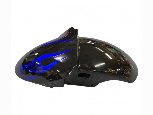 2000-2001 Kawasaki ZX9R Motorcycle Fairings - Glossy Black Blue Flame White UK