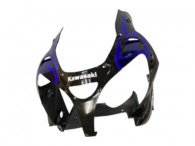 2000-2001 Kawasaki ZX9R Motorcycle Fairings - Glossy Black Blue Flame White UK
