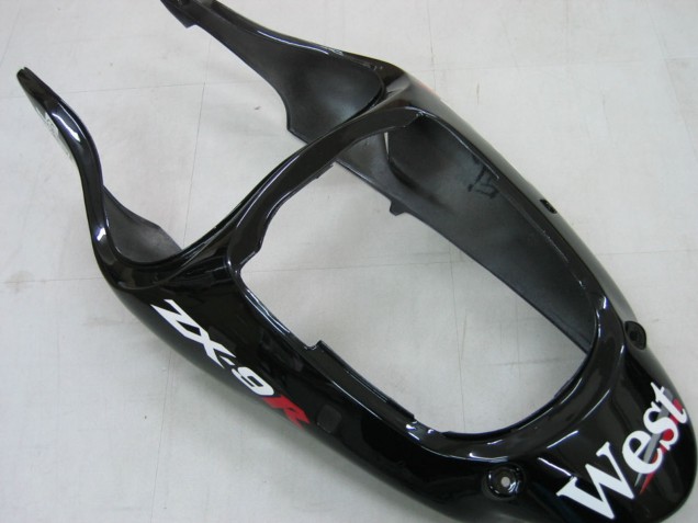 2000-2001 Kawasaki ZX9R Motorcycle Fairings - Glossy Black White West UK