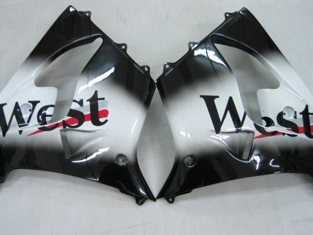 2000-2001 Kawasaki ZX9R Motorcycle Fairings - Glossy Black White West UK