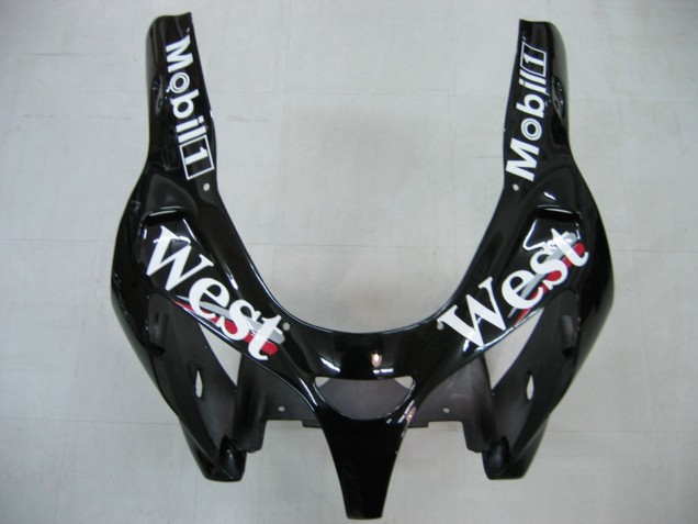 2000-2001 Kawasaki ZX9R Motorcycle Fairings - Glossy Black White West UK