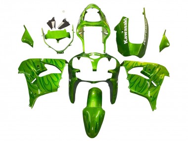 Best 2000-2001 Kawasaki ZX9R Motorcycle Fairings - Green Flame UK