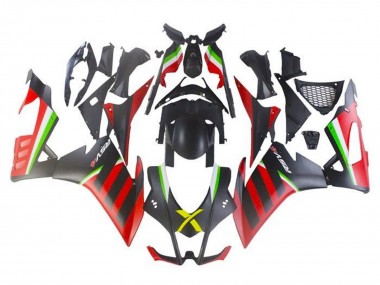 Best 2009-2015 Aprilia RSV4 1000 Motorcycle Fairings - Matte Black Red Green Stripe UK