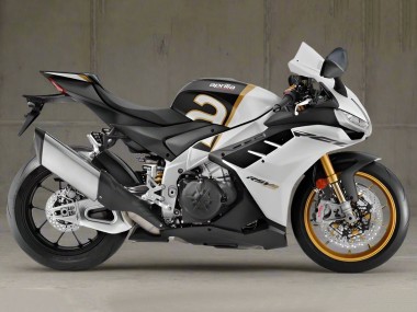 Best 2021-2024 Aprilia RSV4 1100 Motorcycle Fairings - White Black Gold UK