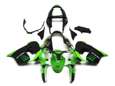 Best 2002-2003 Kawasaki ZX9R Motorcycle Fairings - Green Black Monster UK