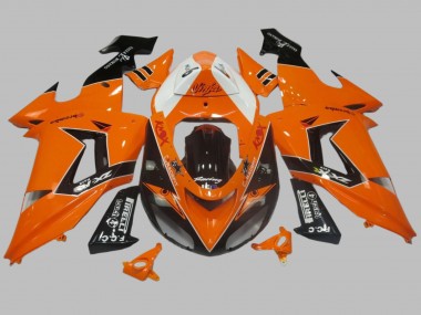 Best 2006-2007 Kawasaki ZX10R Motorcycle Fairing - Orange White Black Racing Elf UK