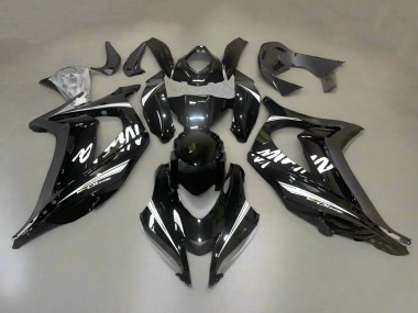 Best 2016-2020 Kawasaki ZX10R Motorcycle Fairings - Glossy Black White Stripe UK