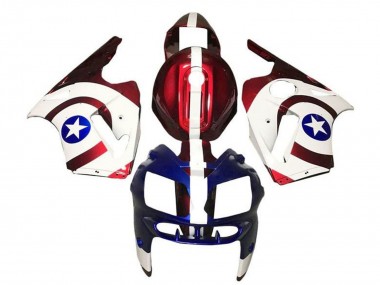 Best 2000-2001 Kawasaki ZX12R Motorcycle Fairings - Candy Red White Blue Captain America UK
