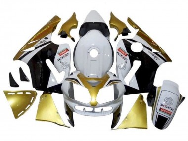 Best 2000-2001 Kawasaki ZX12R Motorcycle Fairings - White Gold Black UK