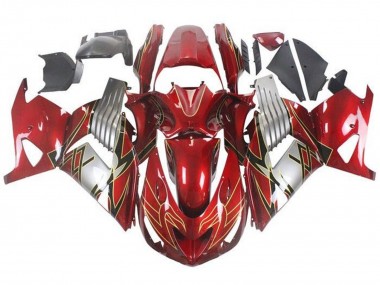 Best 2006-2011 Kawasaki ZX14R ZZR1400 Motorcycle Fairings - Red Silver Black Gold UK