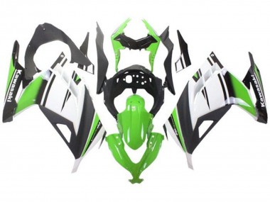 Best 2013-2024 Kawasaki EX300 Motorcycle Fairings - Green White Black Matte Black UK