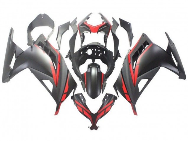 2013-2017 Kawasaki EX300 Motorcycle Fairing - Matte Black Red UK