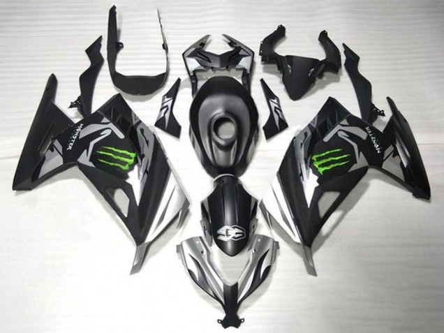 2013-2017 Kawasaki EX300 Motorcycle Fairings - Matte Black Silver Green Monster UK