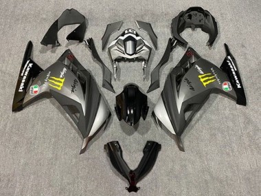 Best 2013-2024 Kawasaki EX300 Motorcycle Fairings - Matte Grey Black Yellow Monster UK