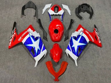 Best 2013-2024 Kawasaki EX300 Motorcycle Fairings - White Red Blue Star Captain America UK