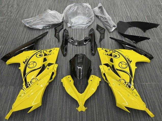 2013-2017 Kawasaki EX300 Motorcycle Fairings - Yellow Black Circles UK
