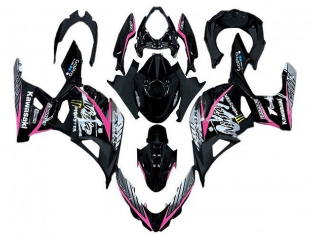 2018-2024 Kawasaki Ninja 400 Motorcycle Fairings - Glossy Black Pink White UK