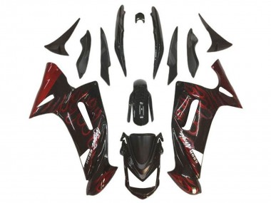 Best 2006-2008 Kawasaki Ninja 650 EX650 Motorcycle Fairings - Glossy Black Red Flame UK