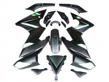 Best 2009-2011 Kawasaki Ninja 650 EX650 Motorcycle Fairings - Matte Black Green Stripe UK