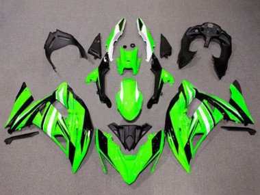 Best 2017-2019 Kawasaki Ninja 650 EX650 Motorcycle Fairings - Green White Black Stripe UK