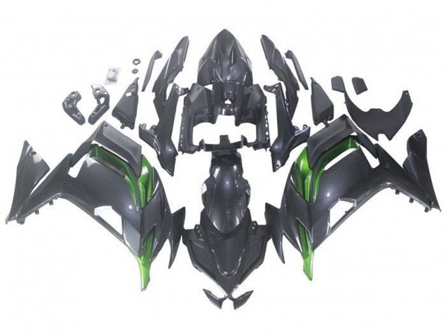 2020-2025 Kawasaki Ninja 650 EX650 Motorcycle Fairings - Faux Carbon Fiber Green UK