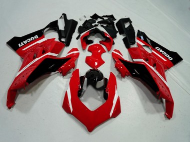 Best 2020-2021 Ducati Panigale V4 V4S Motorcycle Fairings - Red White Glossy Black Stripe UK