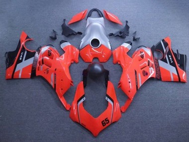 Best 2020-2021 Ducati Panigale V4 V4S Motorcycle Fairings - Silver Red Matte Black Stripe 65 UK