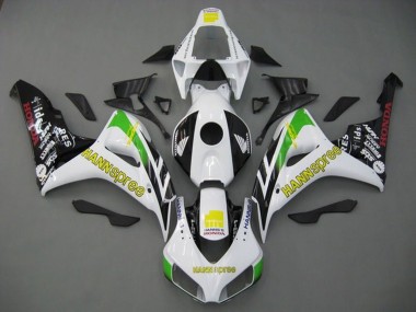 Best 2006-2007 Honda CBR1000RR Motorcycle Fairings - White Green Yellow Glossy Black Hannspree UK