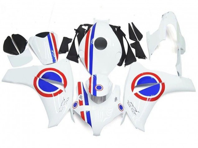 2008-2011 Honda CBR1000RR Motorcycle Fairings - White Red Blue Stripe UK