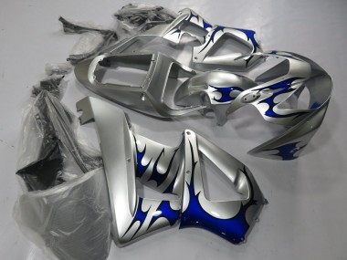 Best 2000-2001 Honda CBR900RR 929 Motorcycle Fairings - Silver Blue Tribal UK