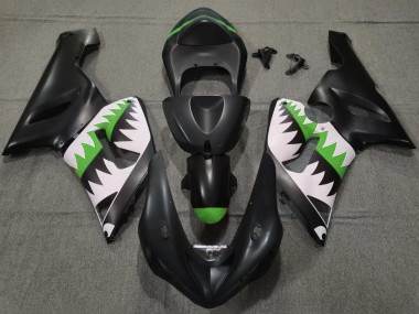 Best 2005-2006 Kawasaki ZX6R Motorcycle Fairings - Matte Black White Green Shark UK
