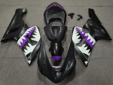Best 2005-2006 Kawasaki ZX6R Motorcycle Fairings - Matte Black White Purple Shark UK