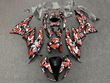 Best 2009-2012 Kawasaki ZX6R Motorcycle Fairings - Red White Black Camouflage UK