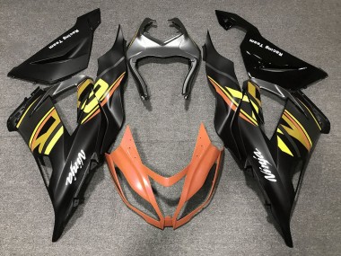 Best 2013-2018 Kawasaki ZX6R Motorcycle Fairings - Matte Black Orange Gold UK