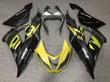 Best 2013-2018 Kawasaki ZX6R Motorcycle Fairings - Matte Black Yellow UK