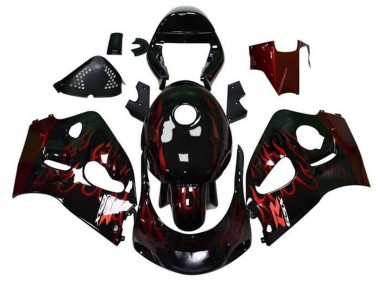 Best 1996-2000 Suzuki GSXR 600 / GSXR 750 Motorcycle Fairings - Black Red Flame UK