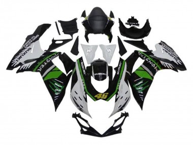Best 2011-2024 Suzuki GSXR 600 / GSXR 750 Motorcycle Fairings - White Green Black Monster 46 UK