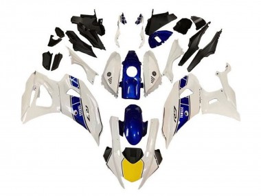 Best 2021-2024 Yamaha YZF R7 Motorcycle Fairings - White Yellow Blue Stripe UK