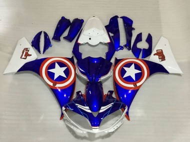 Best 2009-2011 Yamaha YZF 1000 R1 Motorcycle Fairings - Blue White Red Star Captain America UK