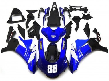 Best 2015-2019 Yamaha YZF 1000 R1 Motorcycle Fairings - Blue White Glossy Black Akropovic UK