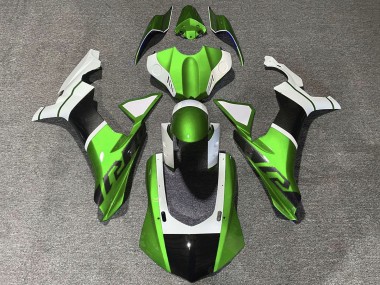 Best 2015-2019 Yamaha YZF 1000 R1 Motorcycle Fairings - White Green Faux Carbon Fiber UK