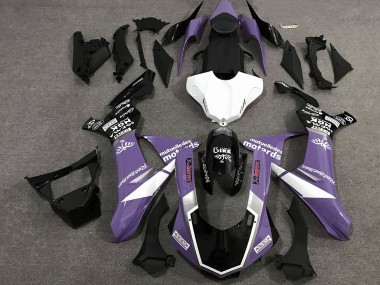 Best 2015-2019 Yamaha YZF 1000 R1 Motorcycle Fairings - Purple White Glossy Black Motul SAM UK