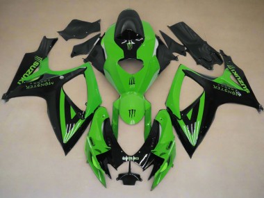 Best 2006-2007 Suzuki GSXR 600 / GSXR 750 Motorcycle Fairings - Green Black Monster UK