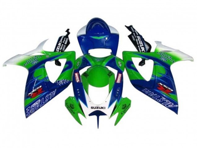 2006-2007 Suzuki GSXR 600 / GSXR 750 Motorcycle Fairings - White Blue Green Alstare UK